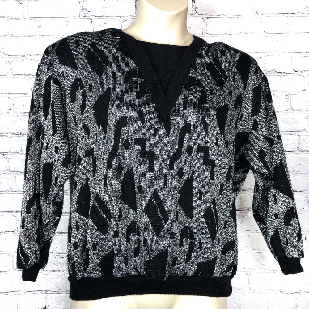 Vintage 90's | Top Notch | Sweater | Black Silver